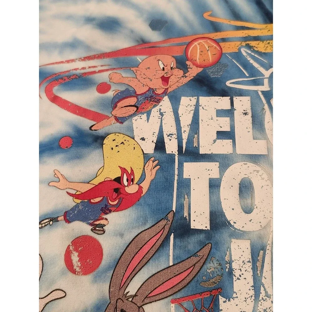 Vintage SIKSILK Space Jam TIE‎ DYE Over Sized T-shirt Mens Appx XL Looney Tunes